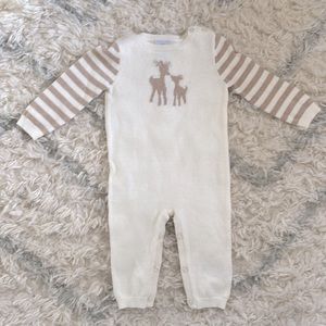 Tahari Baby Christmas Reindeer Knitted Romper
